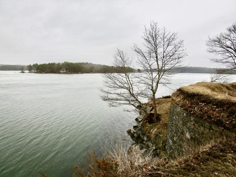 Looking across the Narrows, the swiftly moving channel in the Sheepscot River separating Westport Island and Davis Island where long ago the Rainbow navigated. At right is a portion of Fort Edgecomb’s ramparts. PHIL DI VECE/Wiscasset Newspaper