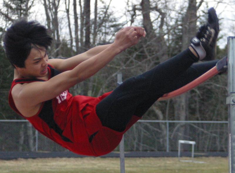 Cedrick Loyola safely clears five feet in the high jump. PHIL DI VECE/Wiscasset Newspaper