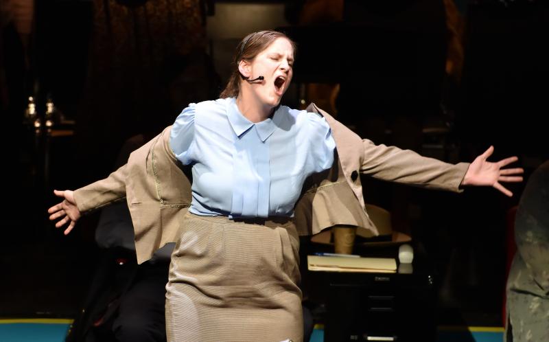 Christina Larson Belknap as Roz singing “Heart to Hart” in LCCT’s “9 to 5 the Musical” opening April 6 at the Lincoln Theater. Sherrie Tucker photo