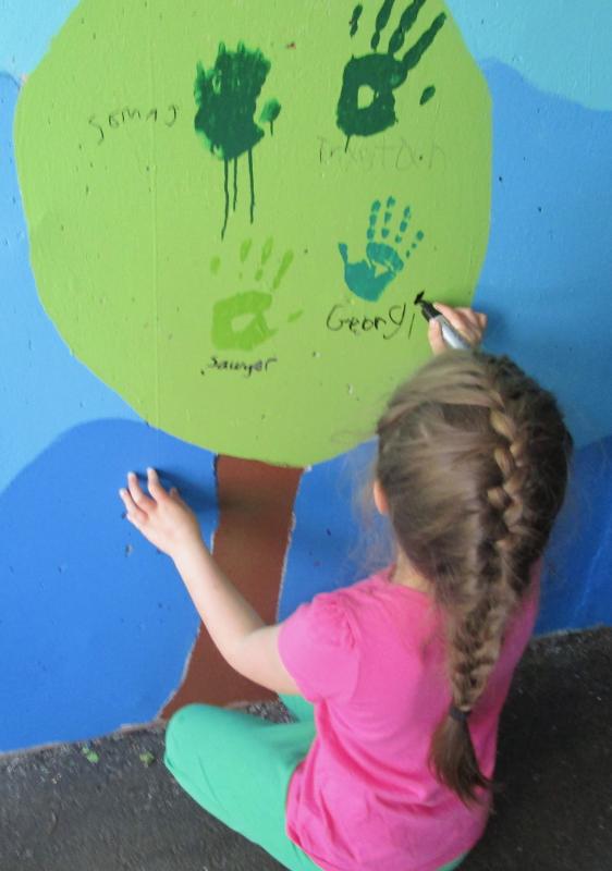 Like all true artists, the children signed their names alongside their handprints. PHIL DI VECE/Wiscasset Newspaper