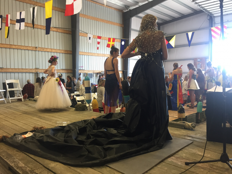 This back view of Calypso design -- look closely and you’ll see examples of trash found in our state’s and world’s waters. LISA KRISTOFF/Boothbay Register