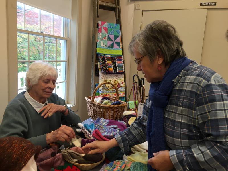 Organ Society member Jackie Lowell and fellow Wiscasset resident Judy Flanagan talk at Oktoberfest Oct. 13. SUSAN JOHNS/Wiscasset Newspaper