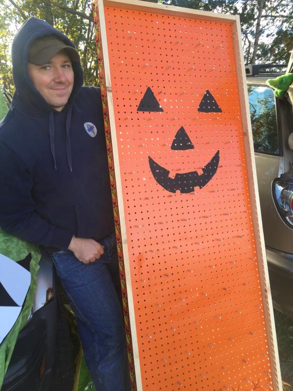 Wiscasset's James Crawson made this game he called Halloween Plinko. SUSAN JOHNS/Wiscasset Newspaper