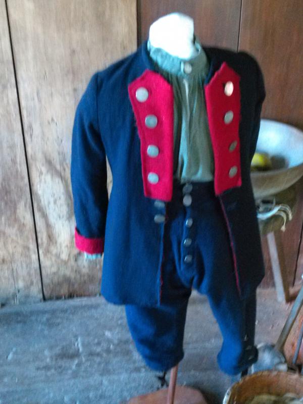 Young boy’s clothing. Wool breeches and wool jacket, a copy of a New York Provincial Army coat. JANE CARPENTER/Boothbay Register