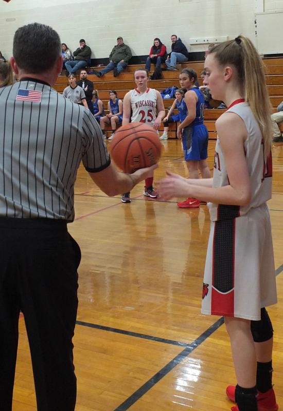 Zoe Waltz is ready to inbound the ball. PHIL DI VECE/Wiscasset Newspaper