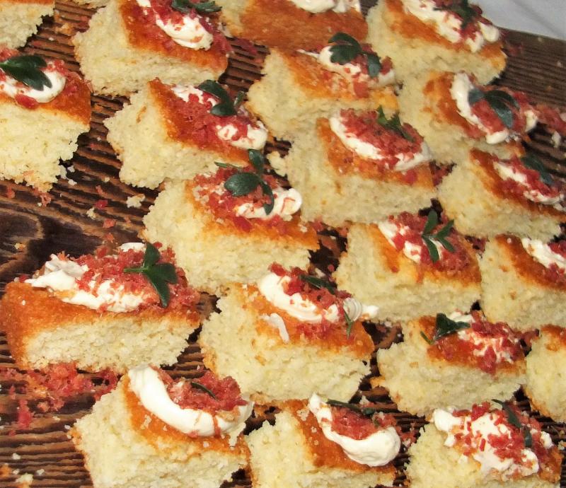 Thistle Inn’s cornbread with honey butter and soppressata crumbs. LISA KRISTOFF/Boothbay Register