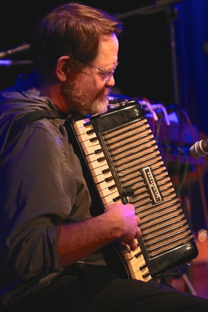 Bob Colwell grooves on his accordion. Robert Mitchell photo Bob Colwell