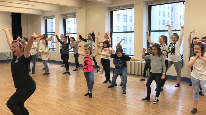 Y-Arts Youth participated in a Disney Music and Movement Workshop where they learned choreography to Aladdin on Broadway’s opening number, “Arabian Nights”. Courtesy of Emily Mirabile