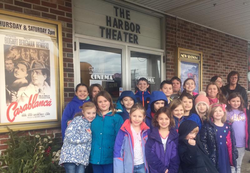 Southport School students attending "Small Foot," one of four films sponsored by Boothbay Harbor Rotary and selected by students' teachers complementing class readings or study themes. Courtesy of the theater