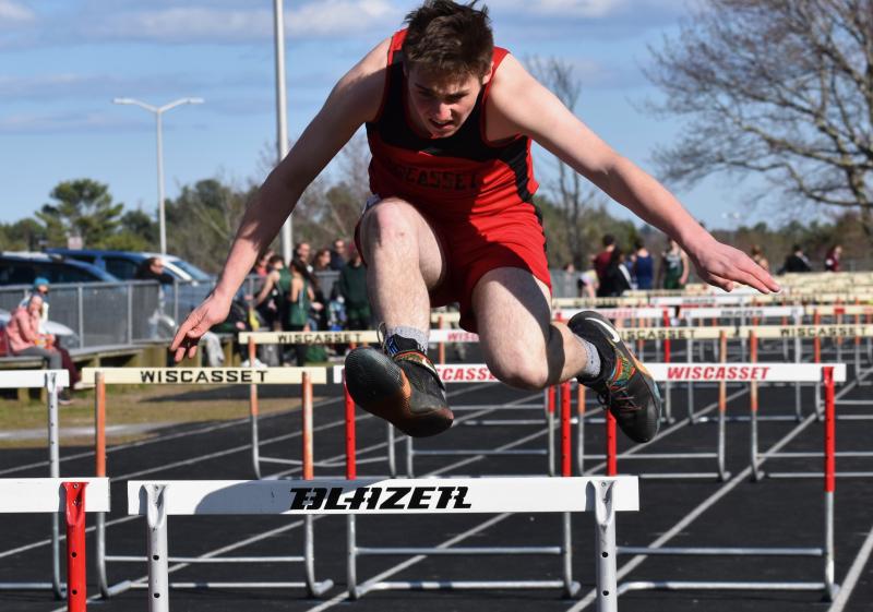 Mason Dustin placed fourth in the 110-meter hurdles. PHIL DI VECE/Wiscasset Newspaper
