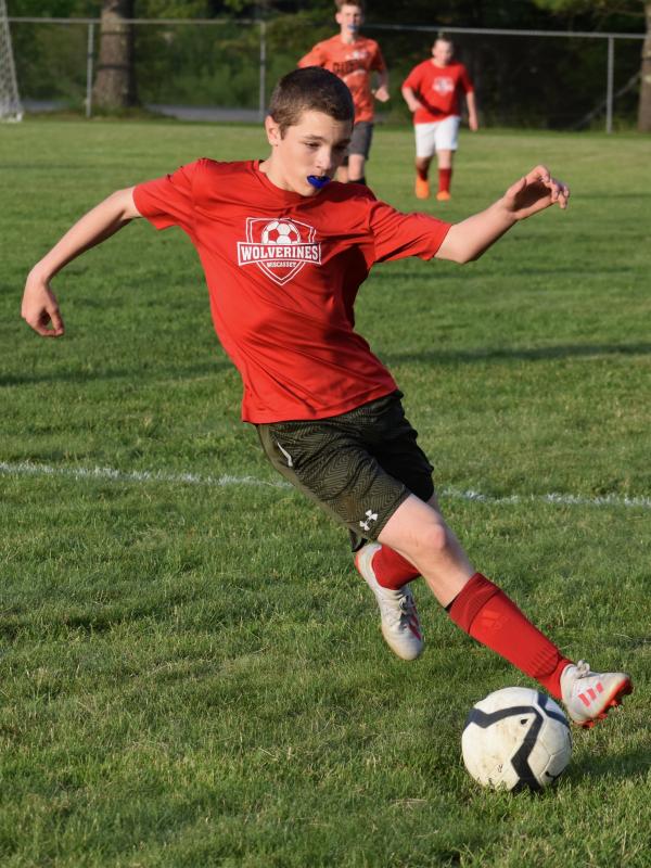 Austin Trask drew a penalty kick during a break away in the fourth period. PHIL DI VECE/Wiscasset Newspaper