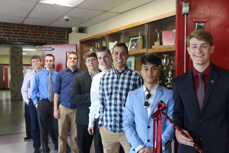Students wait outside the gym to march in for the ceremony. VANESSA DUNN/Wiscasset Newspaper