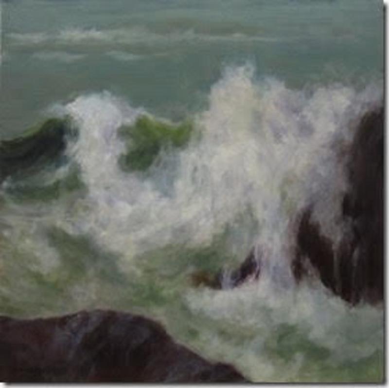 Sally Loughridge’s “Monhegan Greeting” reflects her interest in capturing movement in the ocean and sky. Courtesy of the venue