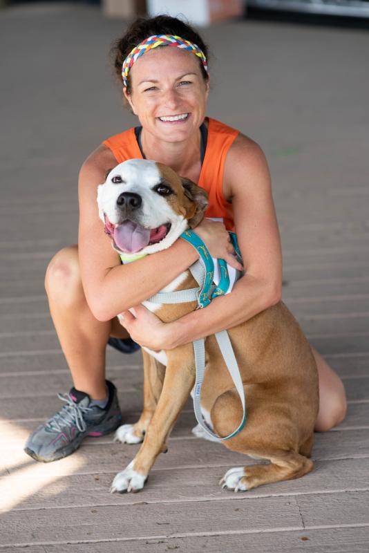 Courtney Francis of Portland poses with dog Rallo at Midcoast Humane’s Save a Stray 5K in 2018. Rallo was the top dog to finish the race, and Francis the top female. The 2019 event on Aug. 24 will be the shelter’s 14th annual event which supports the shelter’s 3,500 annual residents. Learn more and sign up for the 5K run or one-mile walk at saveastray5k.org. Michele Stapleton photo