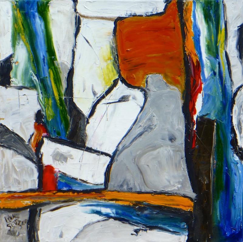 “What Are the Chances?” an 18” X 18” oil in Lynne Seitzer’s new series of paintings. Courtesy of the artist Lynne Seitzer