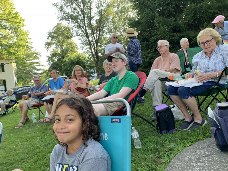 Rory Leao and, behind her, Russell Webster and, behind them, several relatives, attend the concert. SUSAN JOHNS/Wiscasset Newspaper