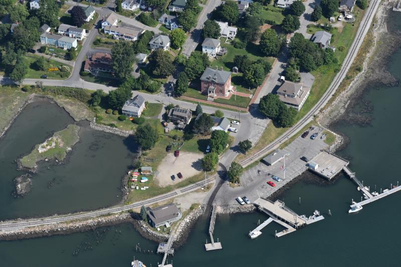 Wiscasset’s waterfront showing the railroad and town piers. PHIL DI VECE/Wiscasset Newspaper