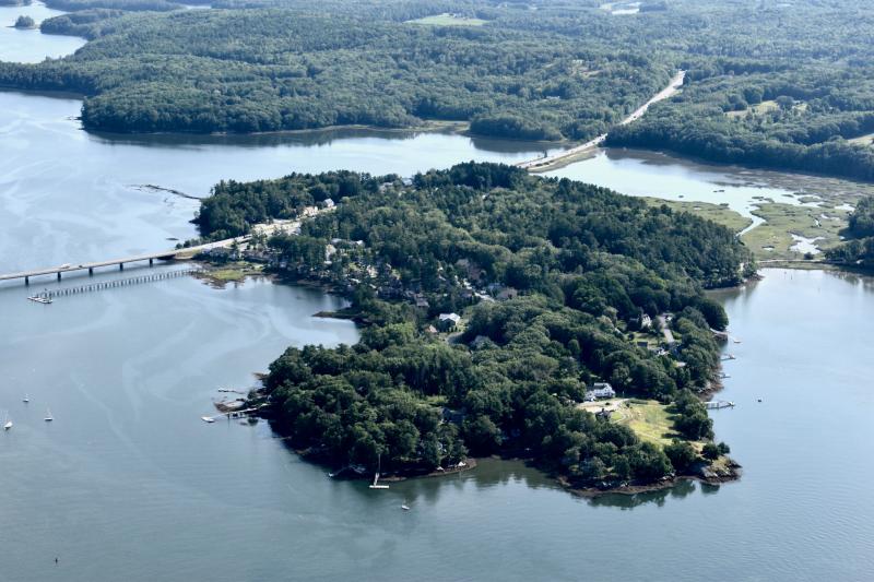 Davis Island, Edgecomb showing Route 1 and the Davey Bridge with Cod Cove at the lower right. PHIL DI VECE/Wiscasset Newspaper