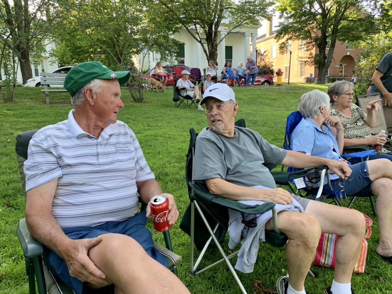 Tim Flanagan, left, and Tom Tetu chat. SUSAN JOHNS/Wiscasset Newspaper