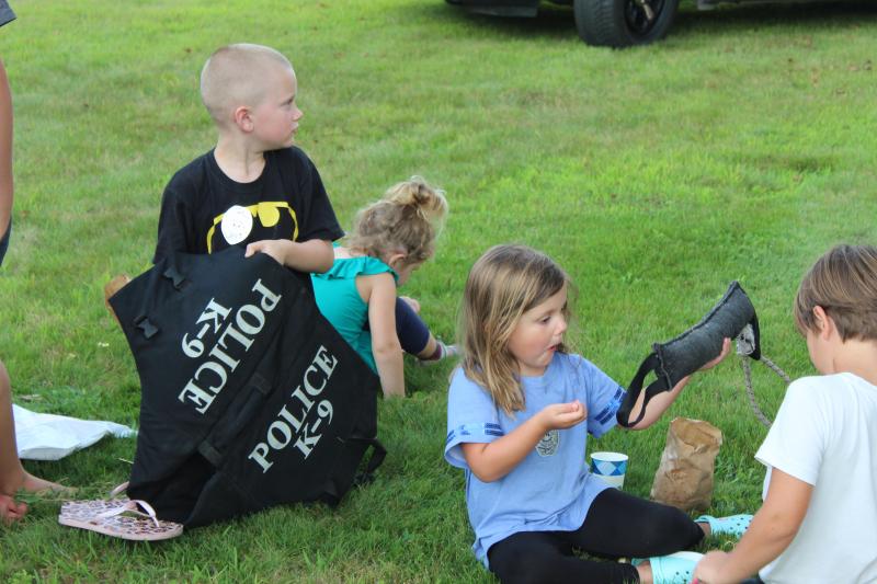 Children pass around equipment being shown. VANESSA DUNN/Wiscasset Newspaper