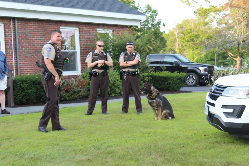 Sgt. Kevin Dennison provides a canine demonstration. VANESSA DUNN/Wiscasset Newspaper