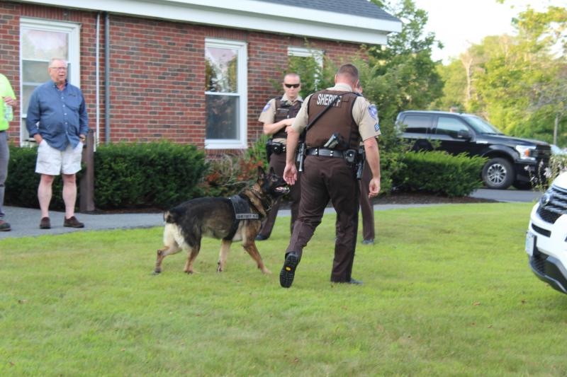 Sgt. Dennison provides a canine demonstration. VANESSA DUNN/Wiscasset Newspaper