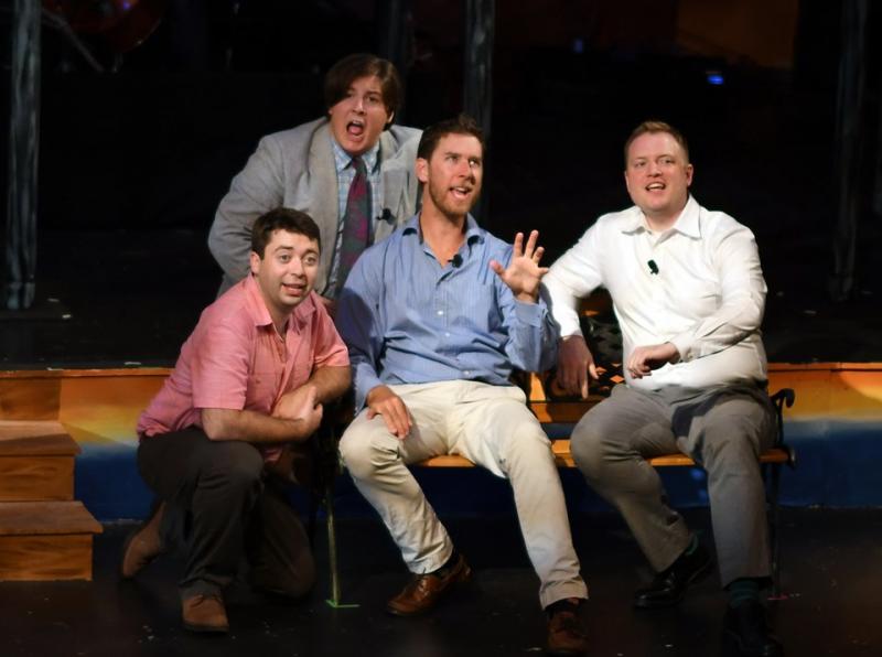 This totally entertaining quartet, from left, Nick Mirabile, Robo Bishop, Soren Barker and Joel Biron, sings “Don’t Marry Me.” Sherrie Tucker photo