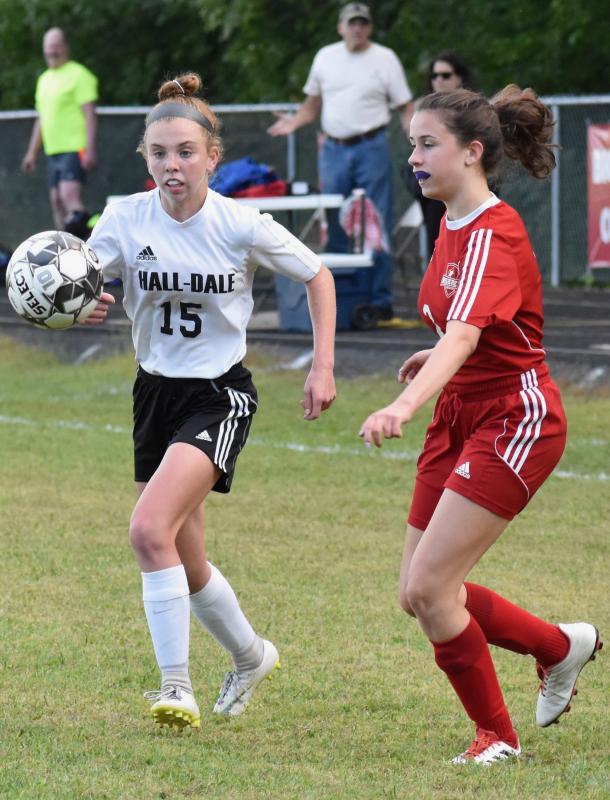 Hall-Dale’s Rita Benoit and Eliza Paradis. PHIL DI VECE/Wiscasset Newspaper