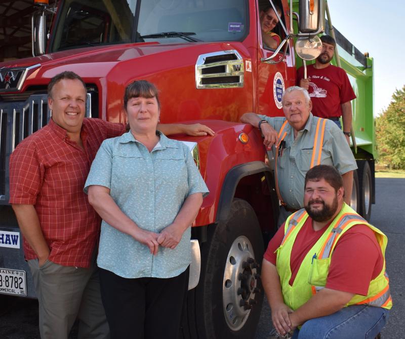 From left are Jason Shaw; Tammy Given; Nick Skillin, kneeling; Jack Shaw; Stacey Shaw, in the truck cab; and Carl Given. PHIL DI VECE/Wiscasset Newspaper