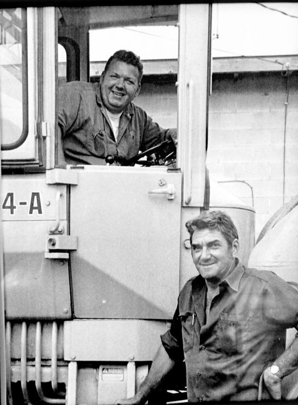 Jack Shaw at the wheel of an excavator is pictured here with his late father, Ivan Shaw. Courtesy Jack Shaw & Sons, Inc.