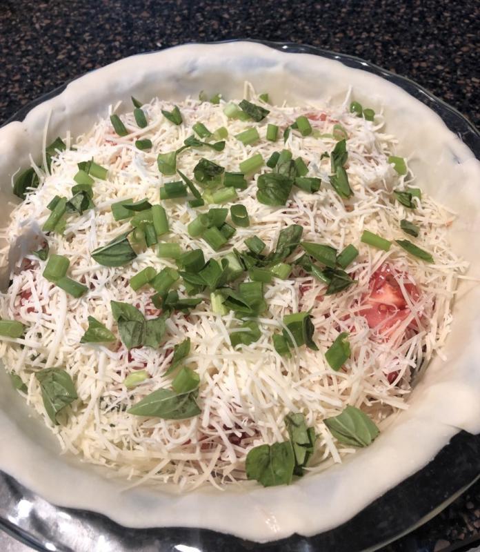More cheese and scallions and some basil. Lisa Orne Hallinan photo