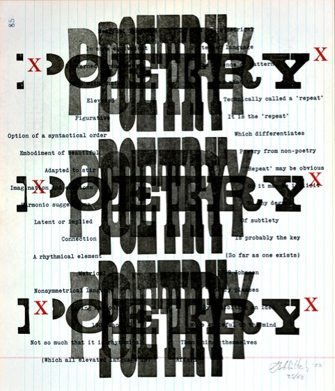 “Poetry,” letterpress on ledger paper, 9.5” X 11”, Greg Shattenberg Greg Shattenberg