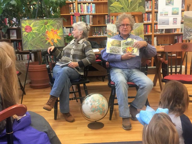 John Seitzer shows Southport Central School students some of the 7,000 photographs he and Lynne shot during their two weeks in South Africa. LISA KRISTOFF/Boothbay Register
