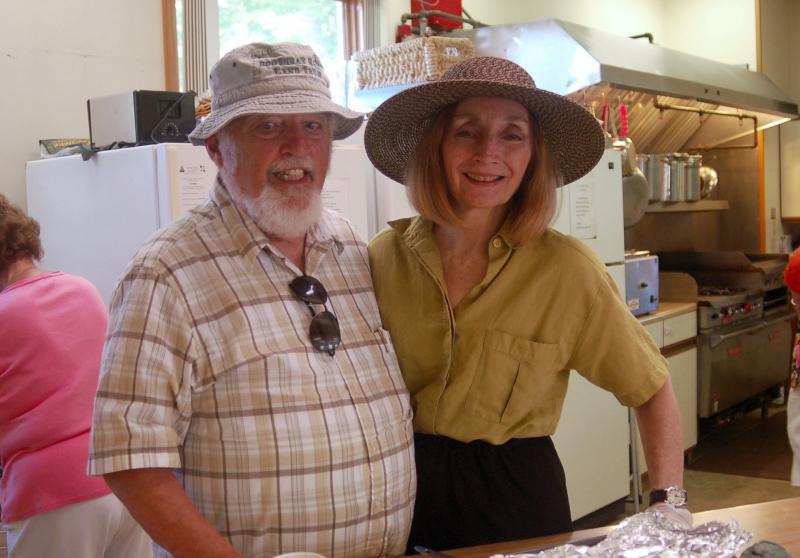 Wayne Sheridan and Sandra Dutton at Our Lady Queen of Peace church, summer 2018, volunteering at the lobster luncheon where Dutton can eat all the potato chips she craves. File photo Wayne Sheridan and Sandra Dutto