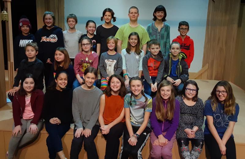 Middle school cast of Heartwood’s production of "Firebird”:
Form front, left - Nolah Pine, Sophia Scott, Audrey Hufnagel, Anna Lupien, Maddy Kallin, Violet Holbrook, Olivia Pine, Ashley Nixon; 2nd row, from left: Sepp Zamutto, Caroline Allen, Eve Allen, Josie Branson, Gabriele Janik, Silas Percy, Blaise Eddyblouin; 3rd row, left - Curtis Hall, Lila Drewes, Maeve Tholen, Scarlet Pope, Caroline Roberts, Joseph Levesque, Alison Roberts, Jonah Janik. Missing from photo: Piper Beck, Isaiah Ferrell. Courtesy of Joy Braley