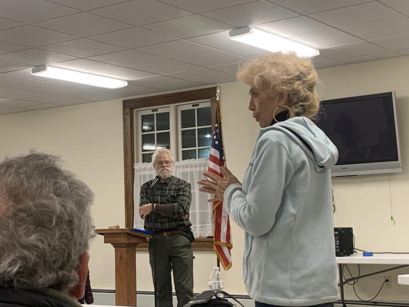 Budget Review Committee member Heather Beasley addresses the meeting. SARAH WHITFIELD/Wiscasset Newspaper