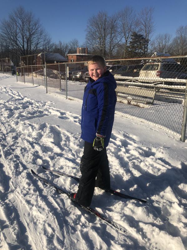 Fifth graded Joshua Page enjoys the skiing and the sun. Cindy Collamore photo
