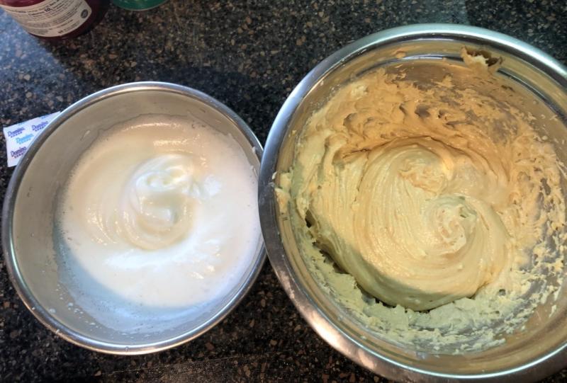 Egg whites whipped and the batter mixed. Lisa Orne Hallinan photo