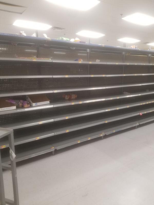 Bread shelves were also empty throughout the store. VANESSA DUNN/Wiscasset Newspaper