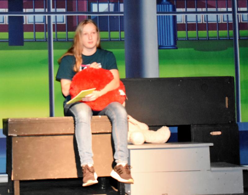 Journey Bennett as Mary writing a letter to her soldier dad. LISA KRISTOFF/Boothbay Register
