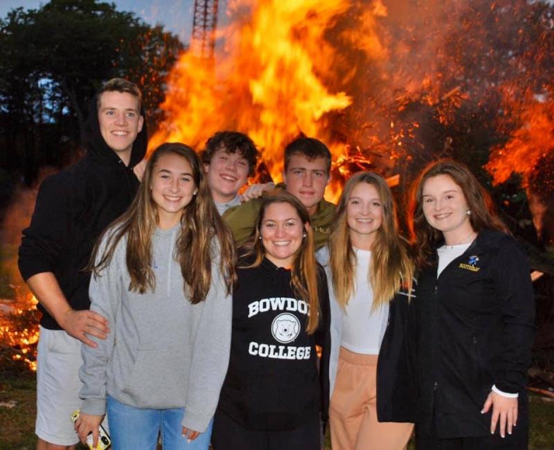 Hunter, Chloe, Colby, Madison, Nick, Hali and Josey at the 2019 homecoming bonfire. Courtesy photo