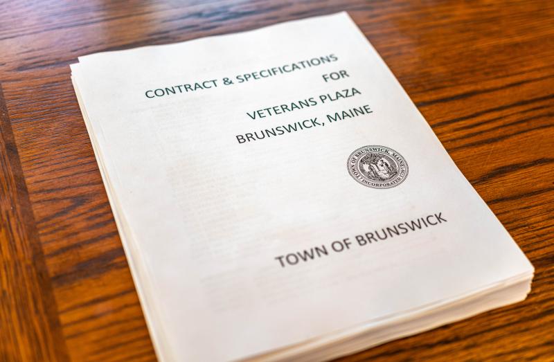 Copy of the full construction contract for the building of the Veterans Plaza. Courtesy photo