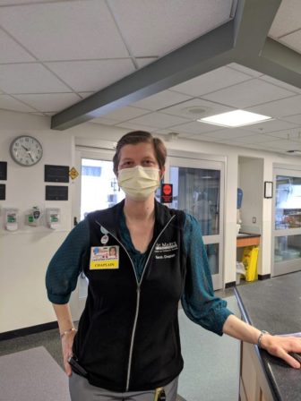 St. Mary’s Hospital Chaplain Sarah Gillespie stands in the Lewiston hospital’s Intensive Care Unit. Contributed photo