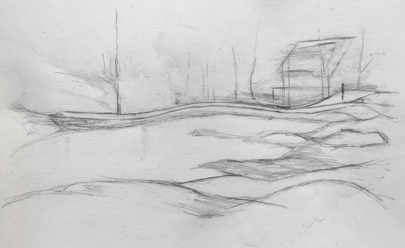 Southport resident Peter Bruun sketched the rocks at Hendricks Head Beach. It is one of the drawings included in a new website describing how local residents are coping with the COVID-19 pandemic. Courtesy photo