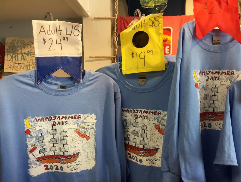 Get your collector’s item 2020 Windjammer Days T-shirt, short-sleeved or long-sleeved, while they last at The Smiling Cow. LISA KRISTOFF/Boothbay Register