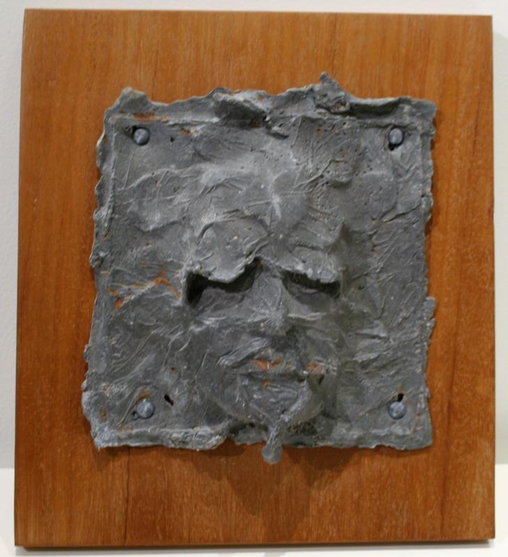 One of Don Meserve’s metal casting and wood sculptures, “Green Man,” in the new show featuring the late artist’s work at Studio 53 in Boothbay Harbor. Don Meserve