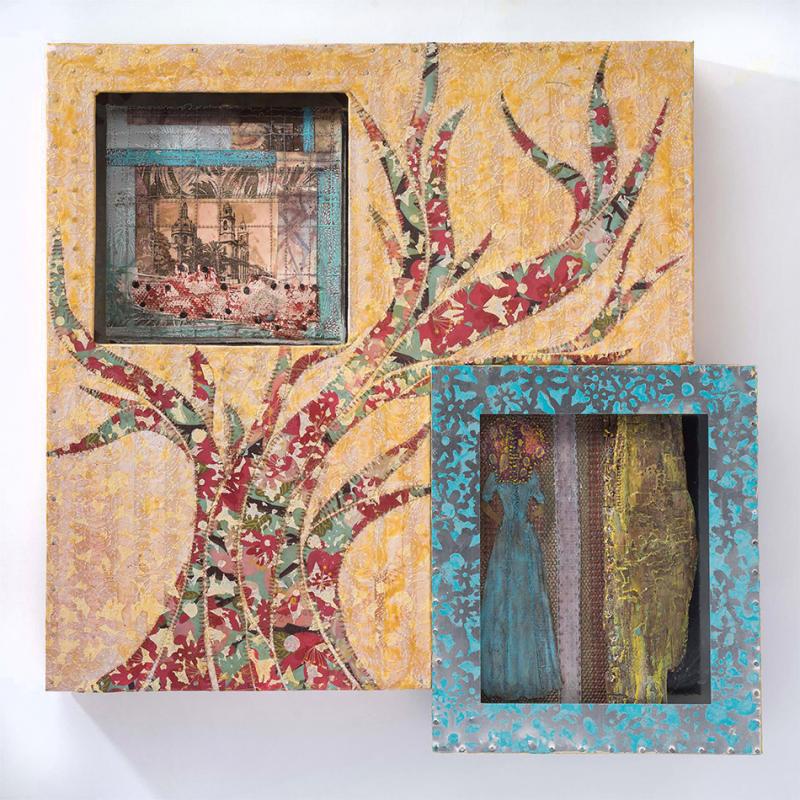 Jennifer Lee Morrow: “Concealed Ambitions” mixed media in the new online show at maineartgallerywiscasset.org. Courtesy of Christine Hopf-Lovette
Jennifer Lee Morrow, Maine