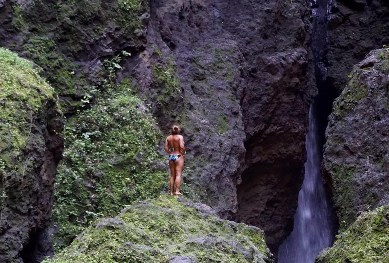 Solo sailor Holly Martin takes in the tropical environment inland on Nuku Hiva island in the Marquesas. Courtesy of Holly Martin
