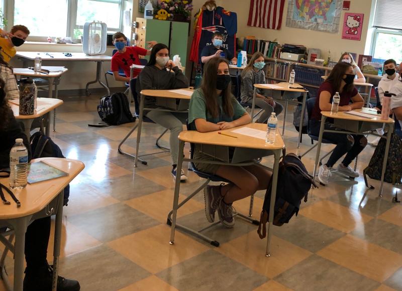 SVRSU students attend class last week, in masks and spaced apart. Courtesy of SVRSU 12