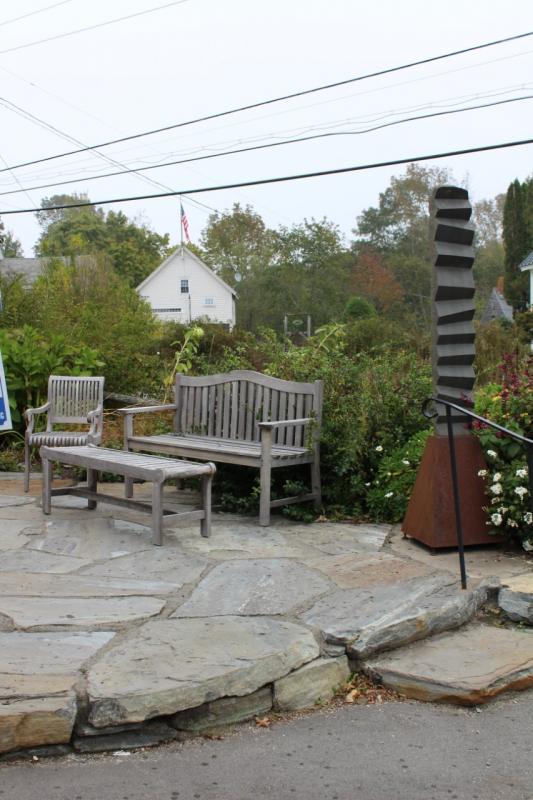 The location of Chris Lewis’ sculpture at the East Boothbay General Store is perfect for checking the piece out up close. Sophie West photo